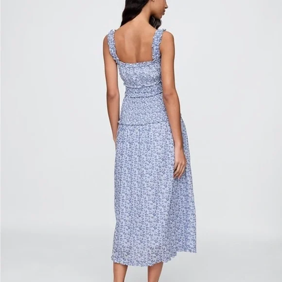 Gap X DÔEN Blue and White Sleeveless Square Neck Midi Sundress - Picture 2 of 10